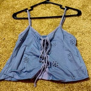 Blue lace up tank top